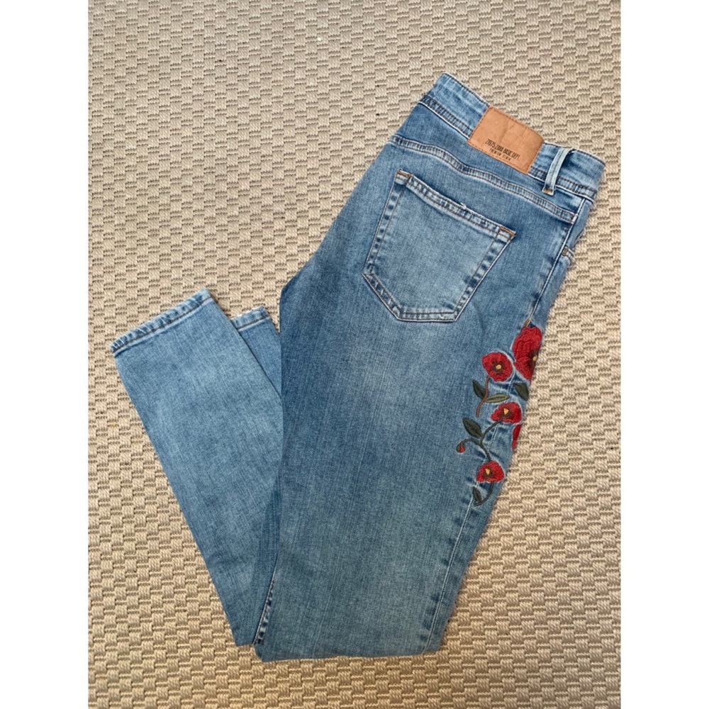 Zara Premium Denim Slim Boyfriend Embroidered